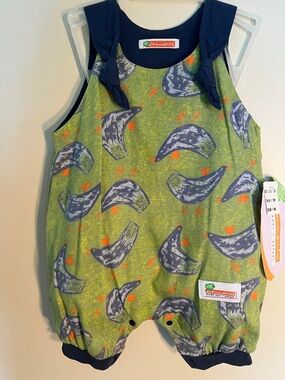 Chamarix Kids Green Blue Bird Print One-Piece Romper